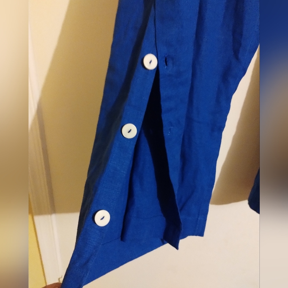 Blue Button-Accent Women's Pants - Picture 7 of 7